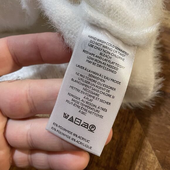 Anthropologie Pilcro Sweater Hoodie Ivory Eyelash Pullover Womens 1X Plus New - Picture 6 of 11